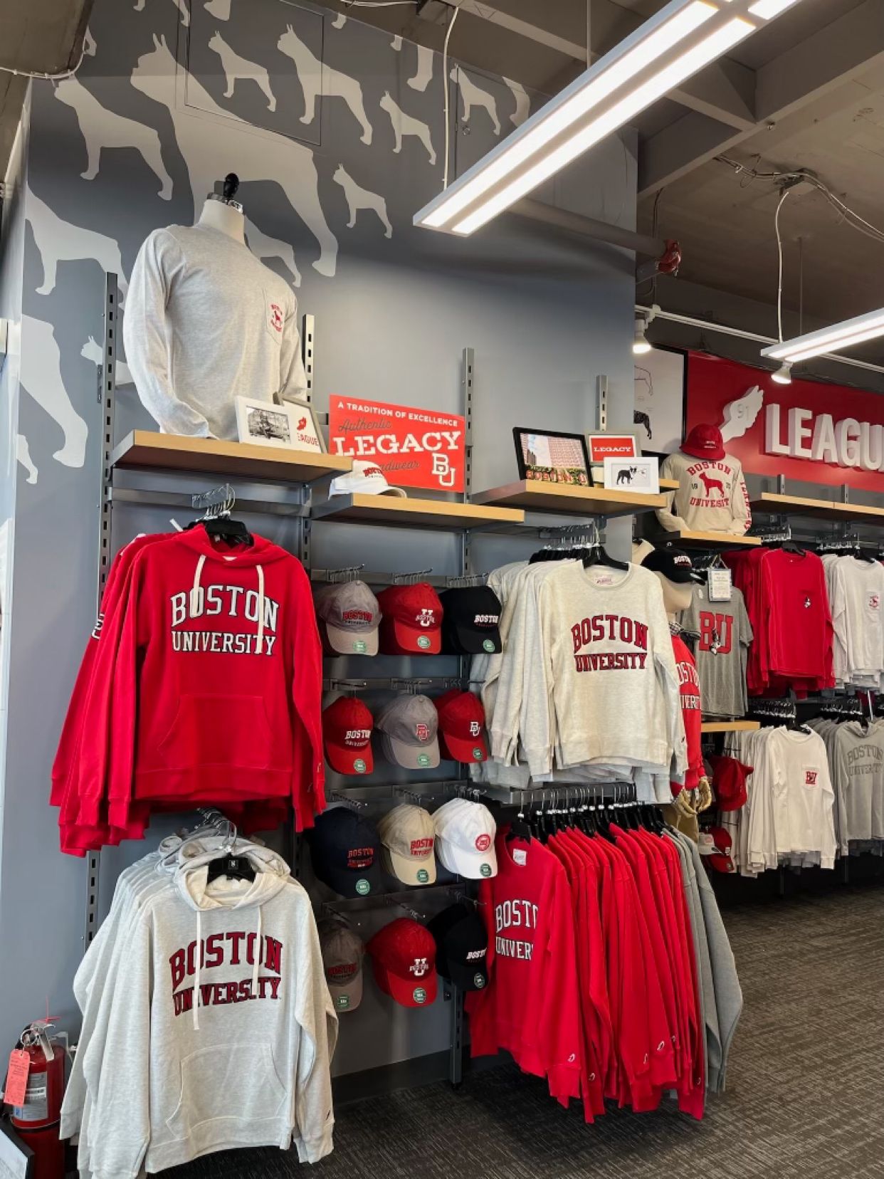 Boston University collegiate headwear display