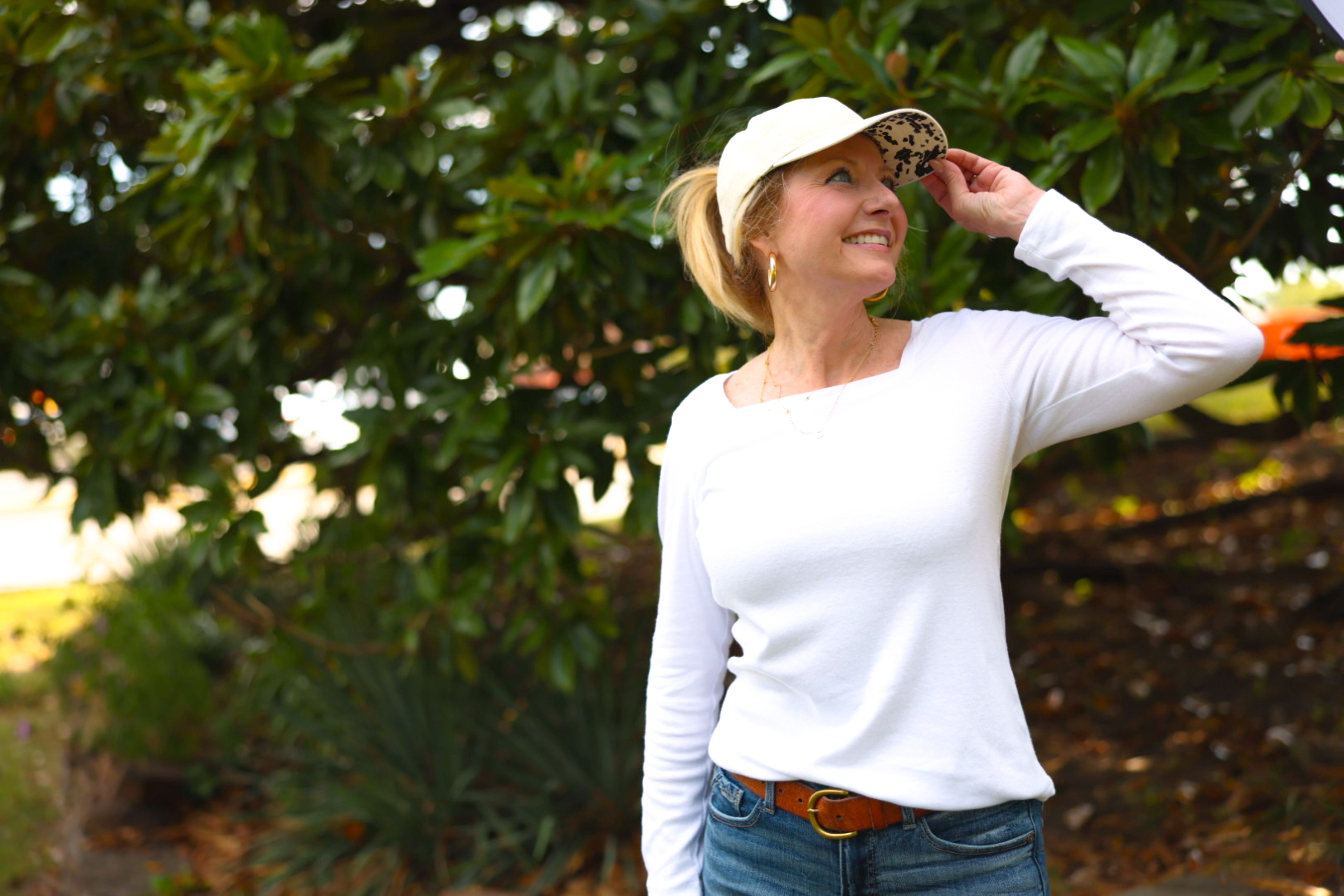 Infinity Her CASSIE Vanilla Longhorn women’s hat with patterned underbill